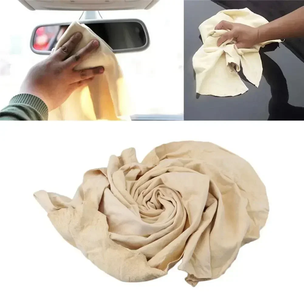 Panno per la pulizia della pelle in camoscio naturale per la cura dell'auto Panno per la pulizia della pelle di pecora genuina Asciugamani ultra assorbenti ad asciugatura rapida in pelle scamosciata per il lavaggio dell'auto