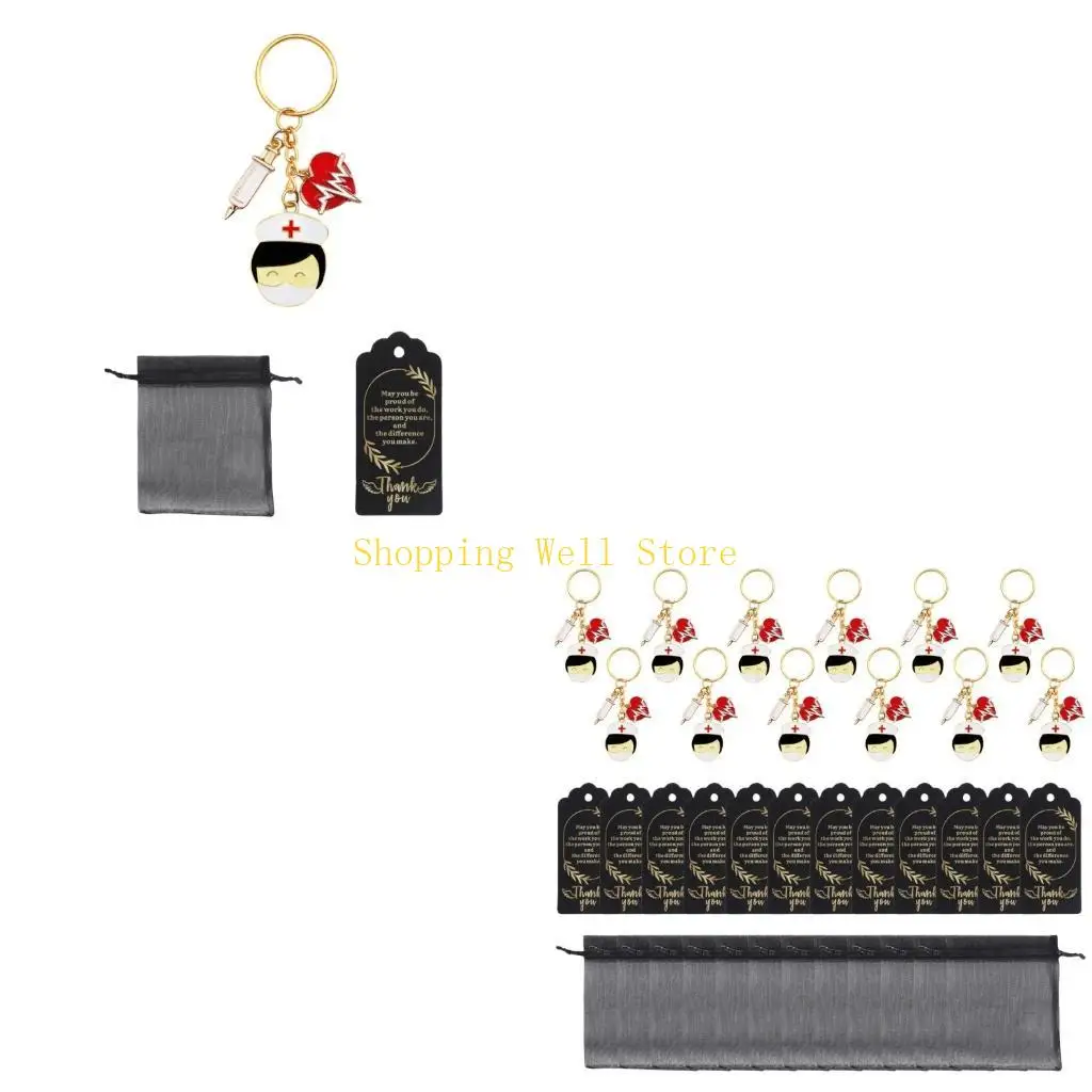 KX4B Nurse Appreciation Gift Set Includes Keychains with Tassels Organza Bags