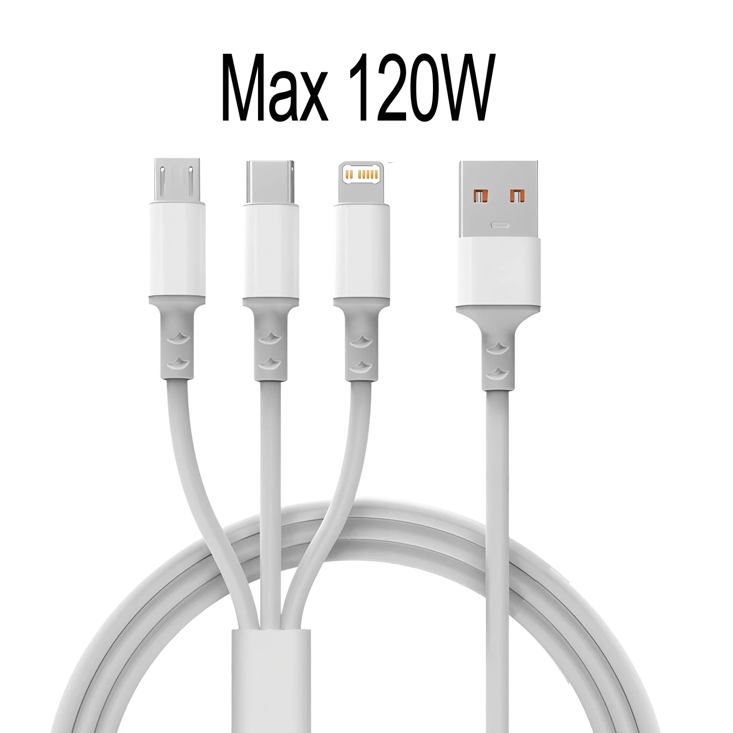120W 3 in 1 USB Type C Fast Charging Cable 3A Quick Charge Phone Data Line Cord For Iphone 17 15 14 Xiaomi Huawei USB C PD Cable