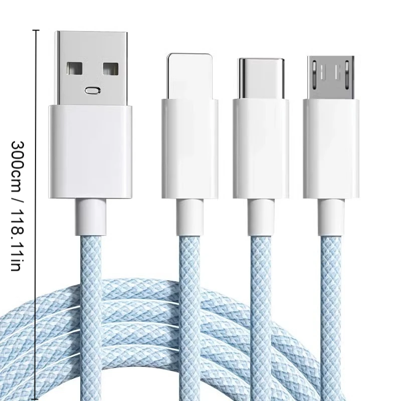 6A 3 In 1 USB Type C Cable 66W Super Fast Charging Cables for Huawei Xiaomi Samsung OPPO Lightning Data Cord for iPhone 1.2/2/3M