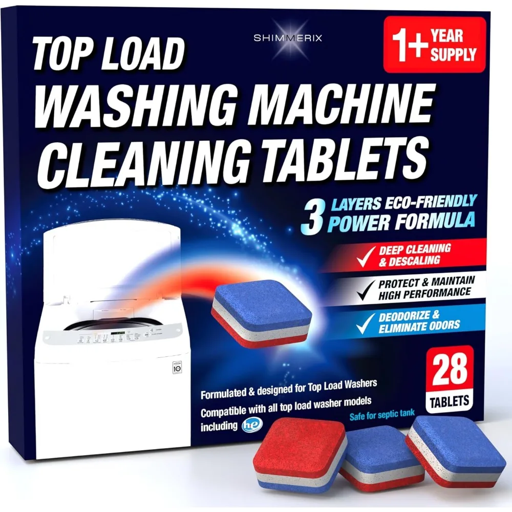 

Экологичные таблетки для чистки стиральных машин, 28 шт., безопасные для септиков, дезодорирующие, удаляющие накипь, на год