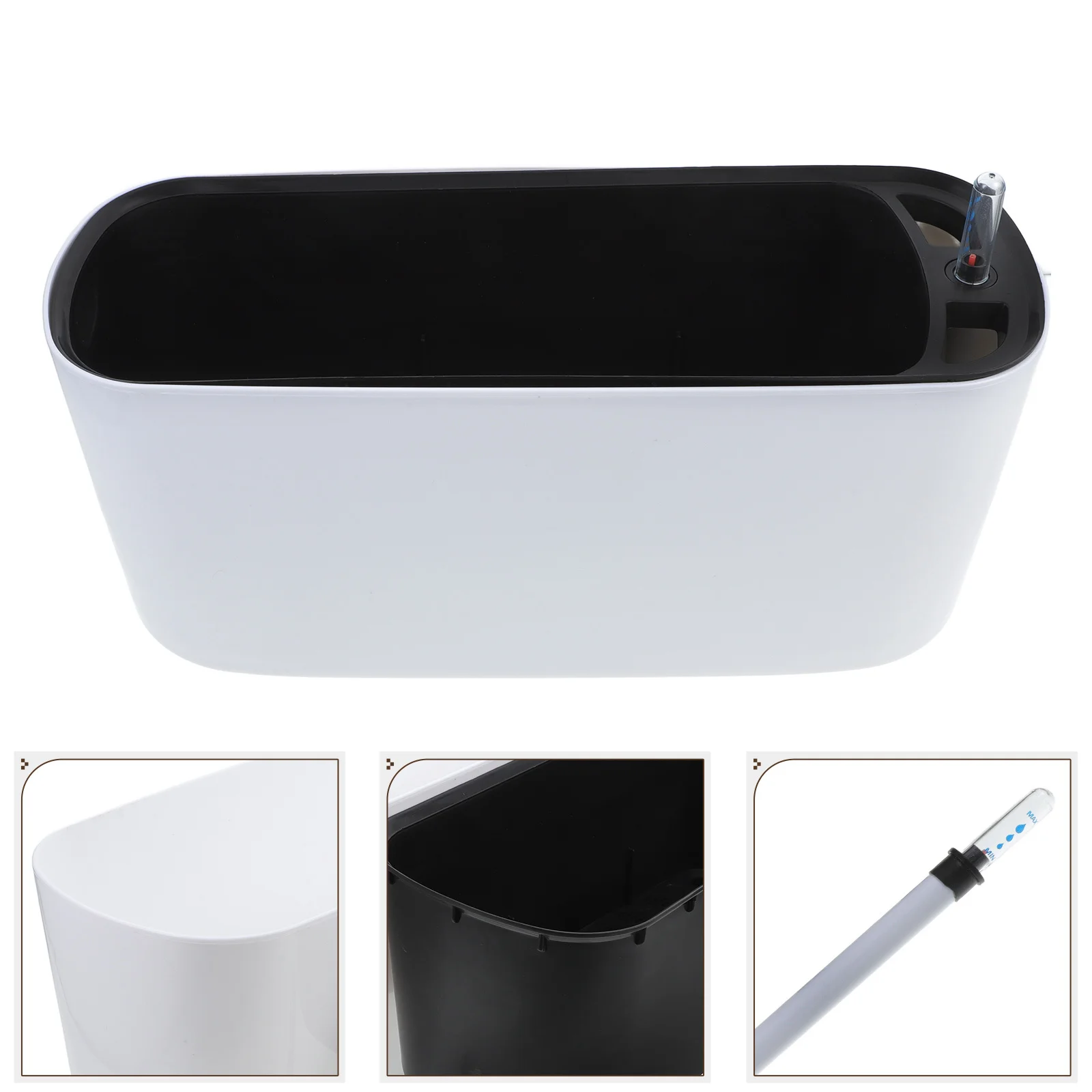 

1 Set Self Watering Plant Pot With Wooden Base Automatic Flowerpot For Indoor Plants Garden Office Home Succulent Pots Plastic