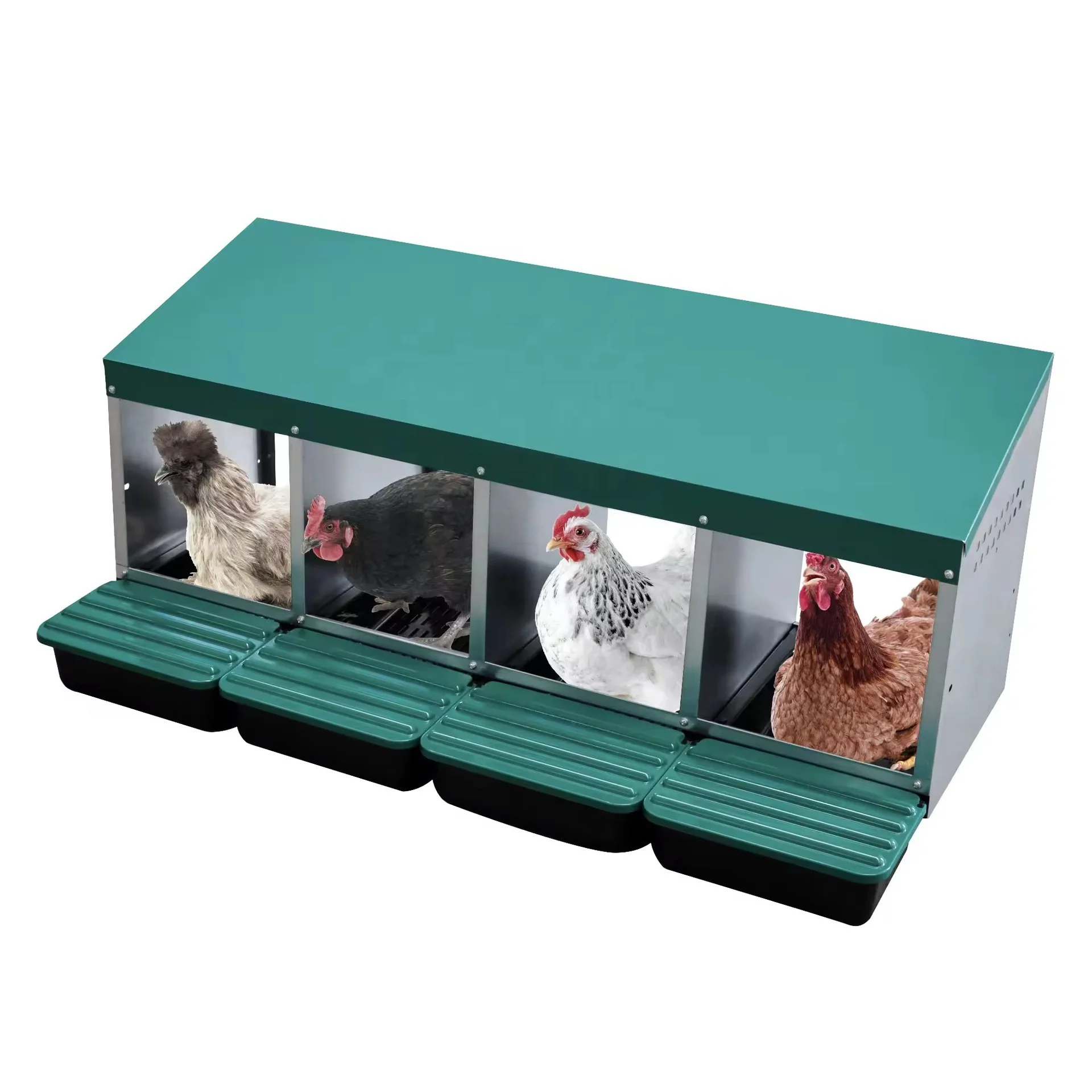 Customizable Forward Rollout & Rollaway, Hen & Chicken Nesting Box with Protective Egg Laying Collection Lids