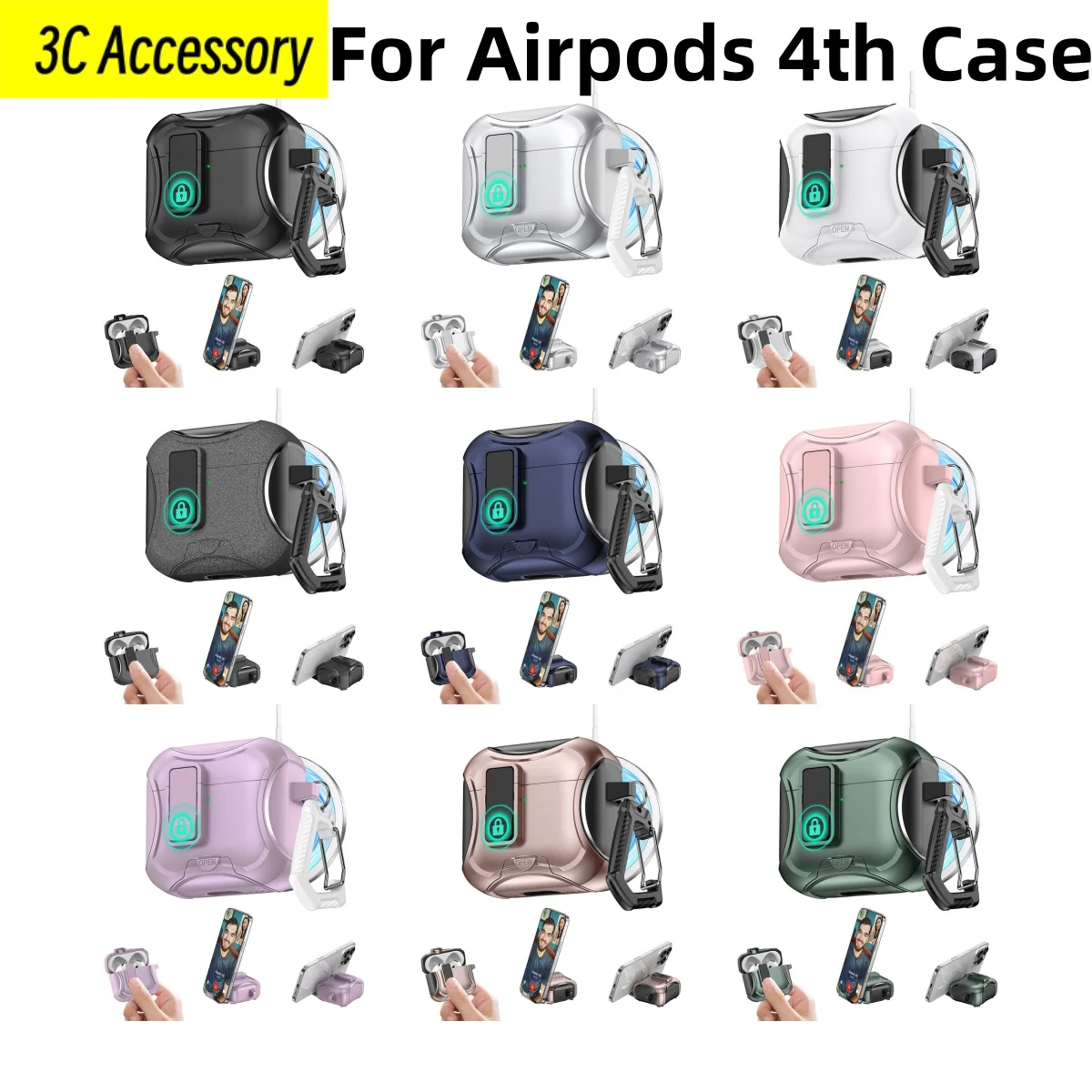 Pokrowiec na Apple Airpods 4th USB-C(2024) Nowy wspornik sprężynowy Magnetyczna powłoka ochronna zapobiegająca upadkom dla Airpods 4th Cover Funda