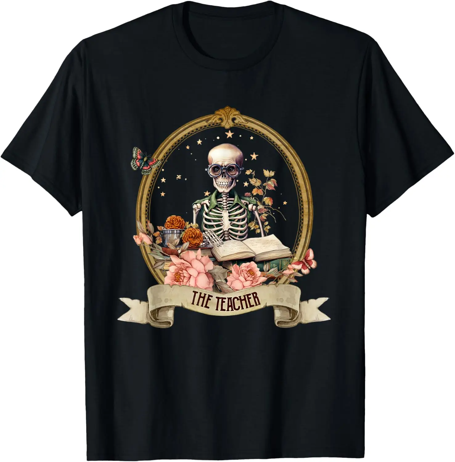 The Teacher Tarot Card Goth Emo Occult Graphic Dark Magic T-Shirt 100% Cotton Trendy Y2K Short-Sleeve Tee-Soft, Quick-Drying,