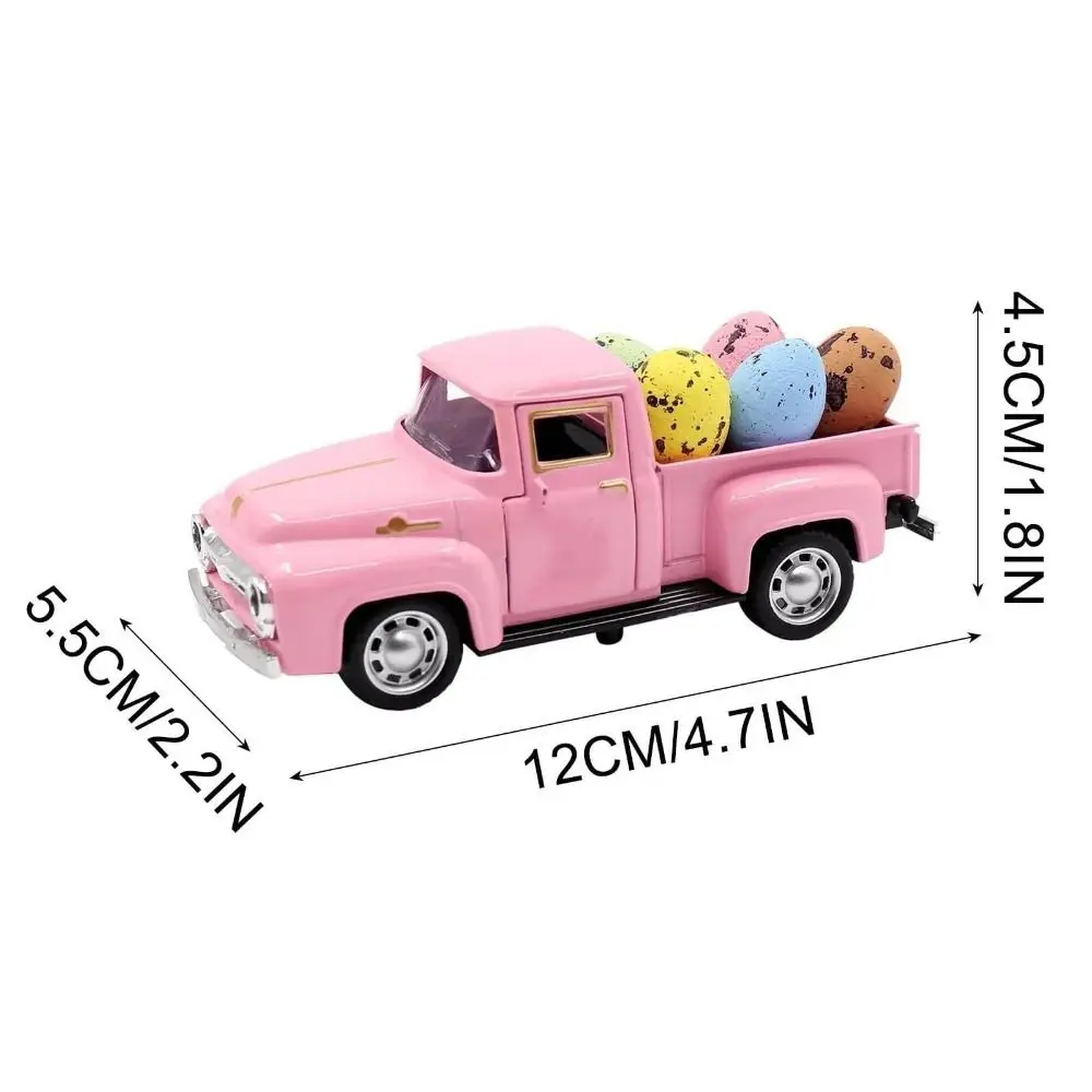 Mini camion à œufs de pâques créatif, modèle 12.5CM avec 5 œufs, modèle de camion de pâques en métal Durable, pick-up Vintage, cadeaux pour enfants