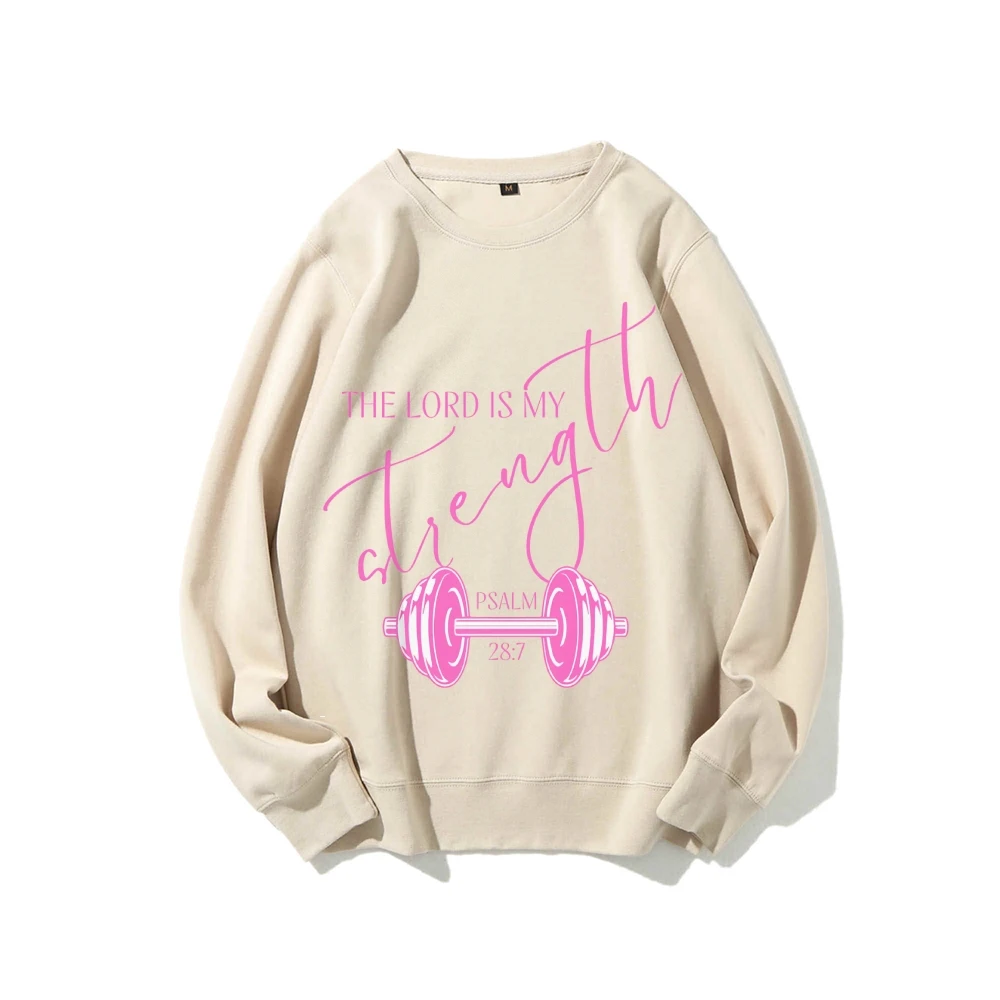 The Lord Is My Strength Sweatshirt Fitness Lifting Sweatshirt Women Graphic Sweatshirt Workout Pullover Jumper