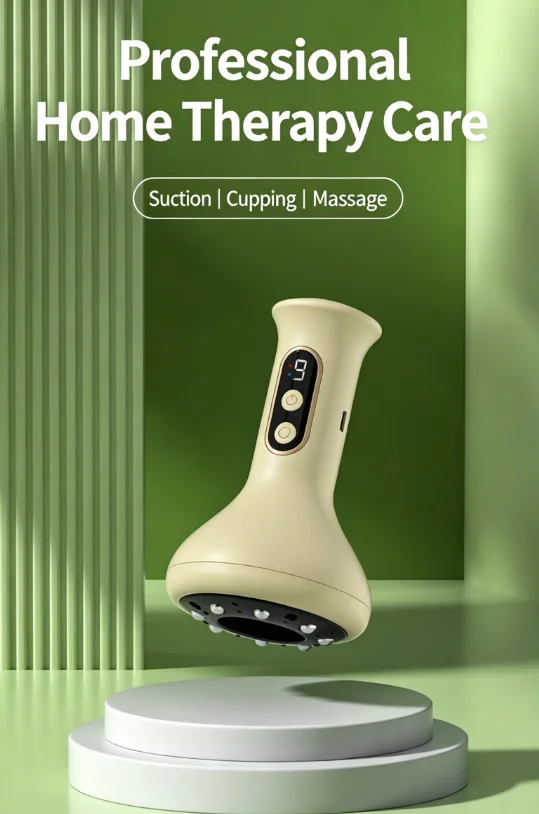 USB Rechargeable Abdominal Massager for Hot Compress and Adjustable Guasha Cupping Intensity Arm and Leg Massage Handheld view 5
