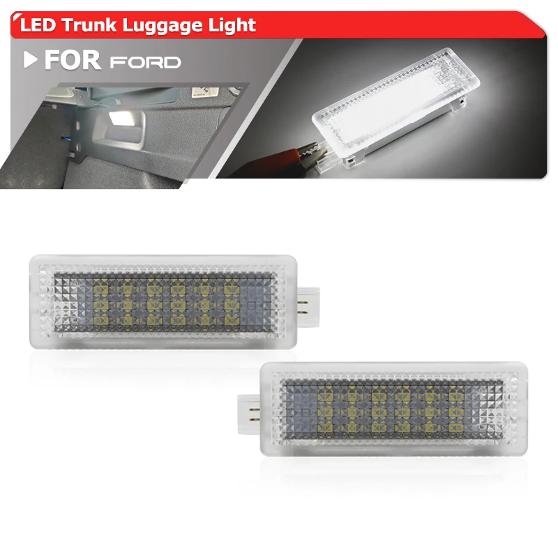 2PCs Error Free White Led Trunk Luggage Compartment Light For Ford Mustang 15-18 Focus 12-18 Escape Fusion 13-20 C-Max 13-18