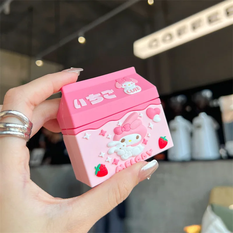 

Cute Pink Melody Milk Box For Airpods Case,Protective Earphone Silicone Anime Cover For Airpods 1/2/3 Case For Girls Women Funda