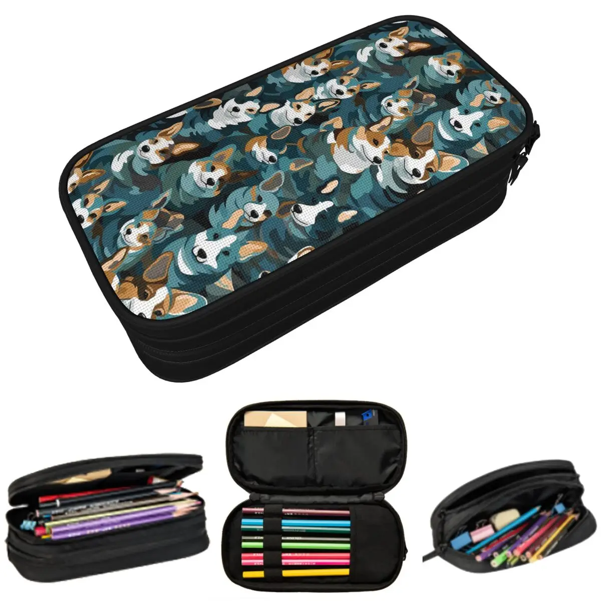 

Cute Pet Dog Corgi Pattern Pencil Case for Kids Gifts Pen Box Pencil Bag Stationery Supplies Pen Holder Bag