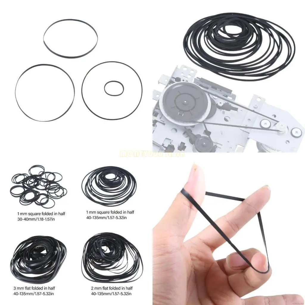 F62C -pakket 180 rubberen riemen voor cassettebandrecorders, videospelers en riemset gemengd 3 mm