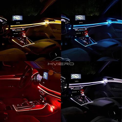 Imagen 2 del producto 1 Uds. 1M/2M/3M/5M iluminación Interior de coches tira de LED decoración de Panel de instrumentos cuerda de alambre línea de tubo lámpara de neón Flexible atmósfera