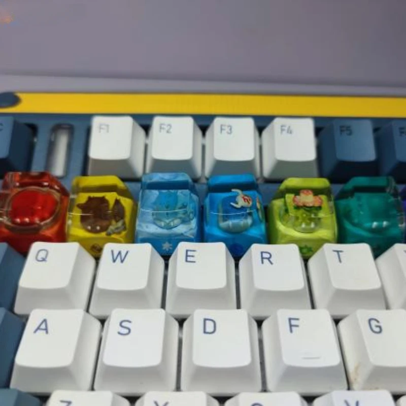 MiFuny Cute Anime Keycaps 7 Elements Original R1 3D Resin Keyboard Caps SA Profile Artisan Key Caps for Mechanical Keyboard Gift