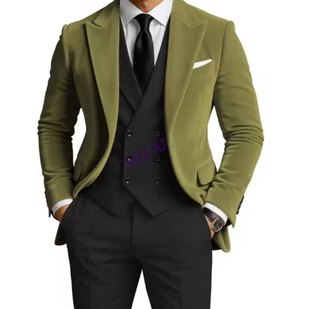 

CustomizedMen's Velvet Blazer Jacket Slim Fit Mens Velvet Tuxedo Peak Lapel Jacket Wedding Prom Winter Dinner Party