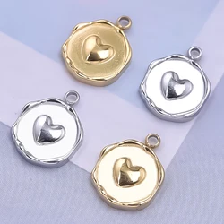 10pcs Stainless Steel Circular Heart-Shaped Necklaces For Women Open Fashionable Non Fading Necklace Birthday Party Jewelry Gift