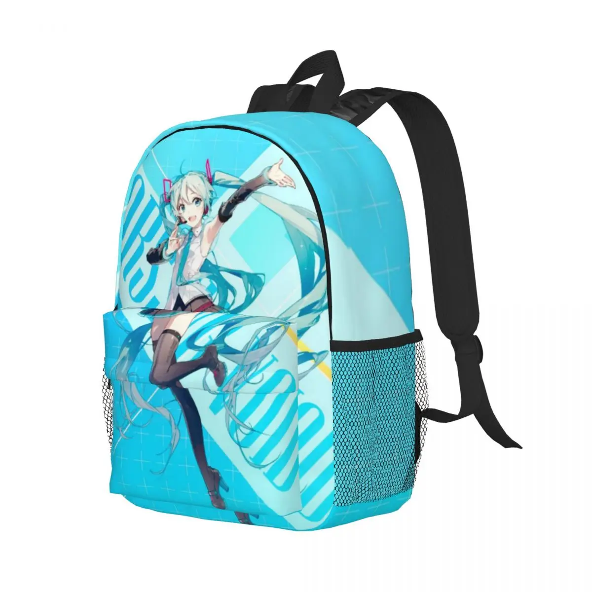 Hatsune Miku mochila para meninas e meninos, grande capacidade, leve, impermeável, estudante, 15 Polegada