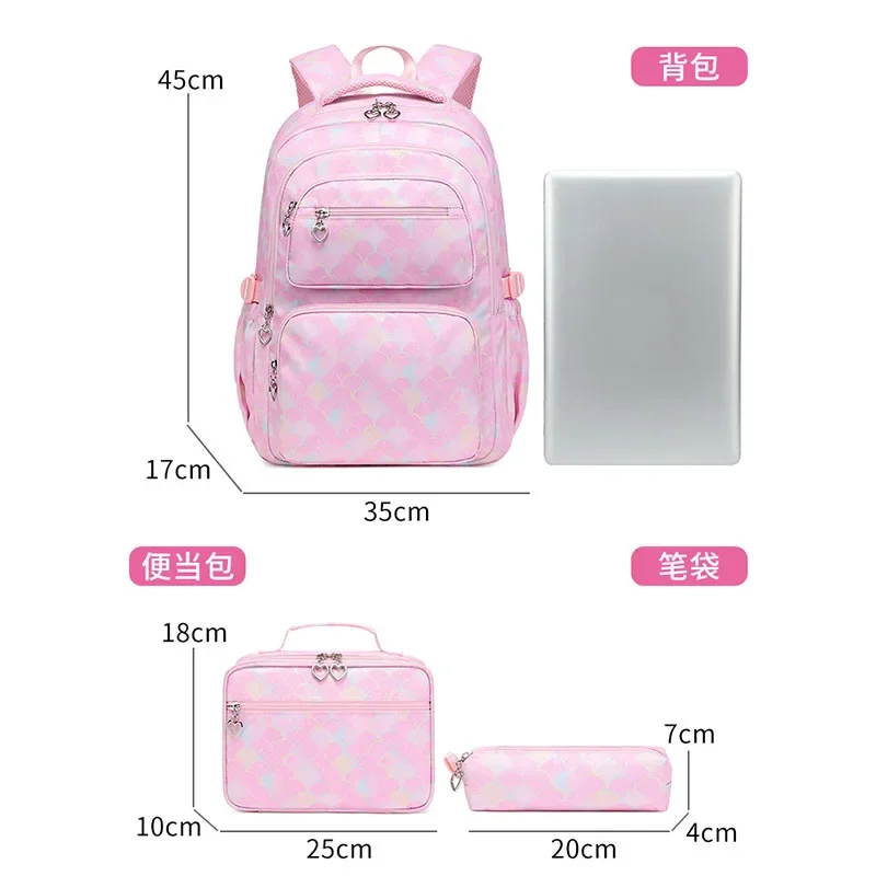 Borse da scuola per bambini alla moda Studenti primari Zaini leggeri Borse e astuccio Set da 3 pezzi Zaini per bambini Kawaii