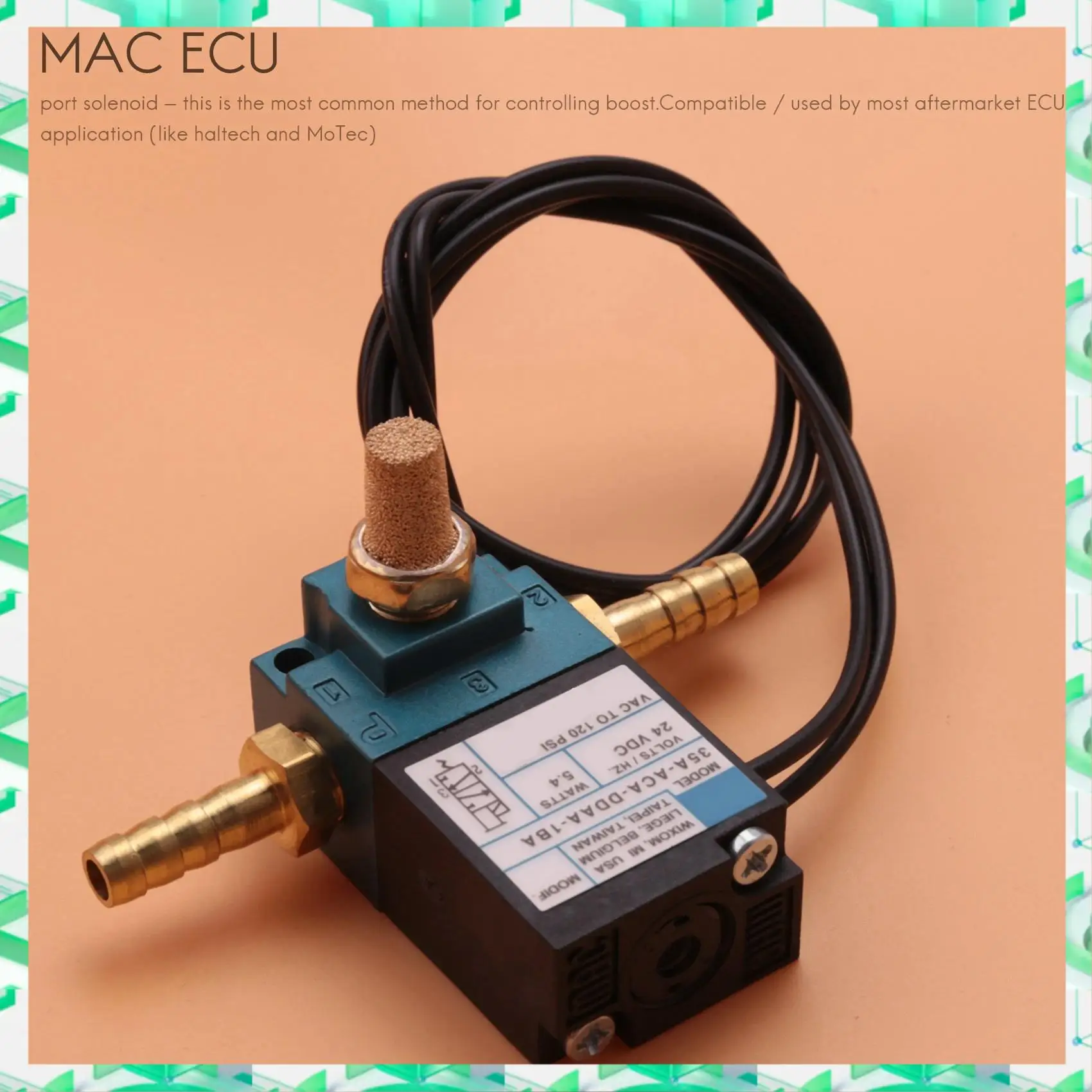 

FIZP DC 24 В 5,4 Вт ECU 3-портовый электронный электромагнитный клапан управления наддувом 35A-AAA-DDAA-1BA с комплектами фитингов из 3 шт.