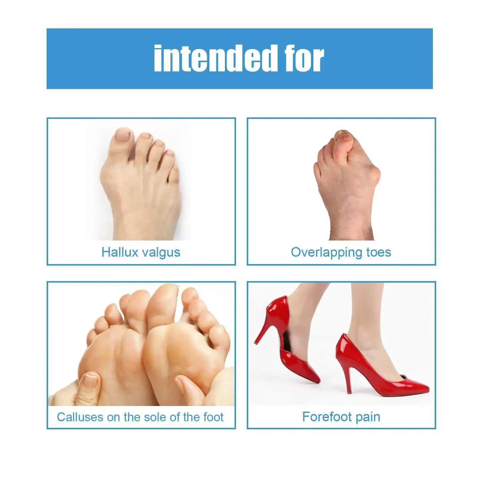 Silicone Toe Separator Bunion Orthotic Protector Hallux Valgus Corrector Pain Relief Forefoot Pad Foot Care Tool