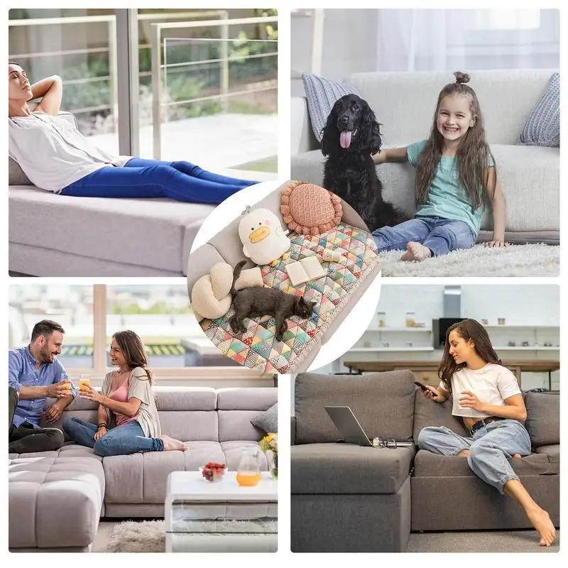Couch Protective Covers Soft Comfortable Cotton Couch Covers Self Adhesive Non-Slip Living Room Sofa Towel Cushion Mat