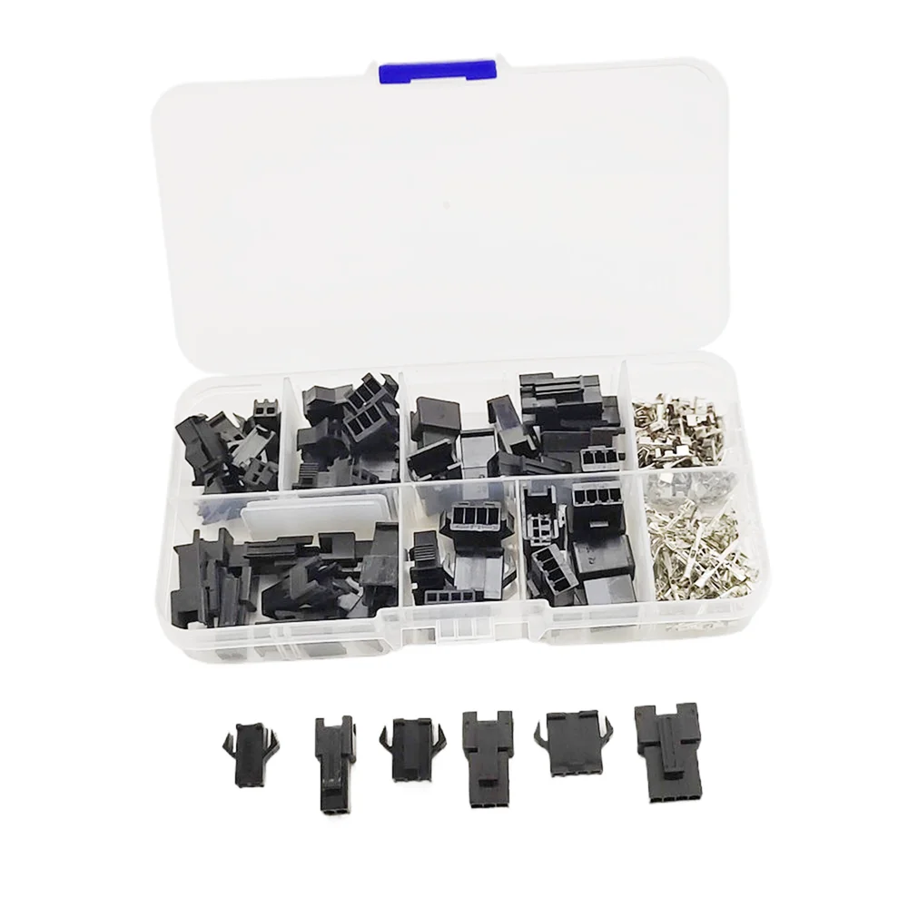 25 Sets in Box SM2.54 2p 3p 4p 2.54mm Pitch Male / Female Pin Header Crimp Terminal Connector Assortment Kit