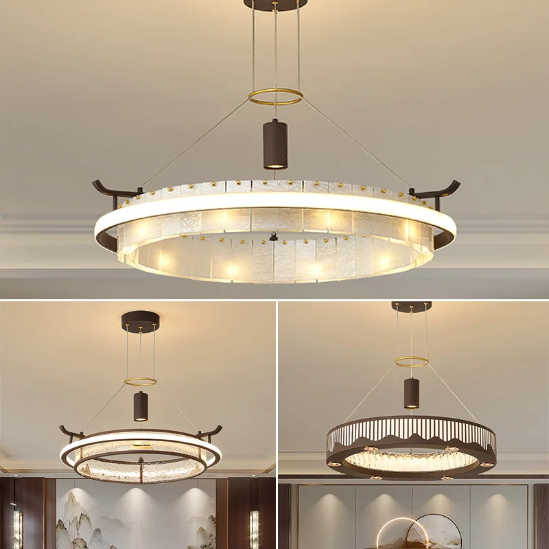 

New Chinese style pendant lamp, living room, Chinese style, modern and atmospheric Zen tea room lighting fixtures