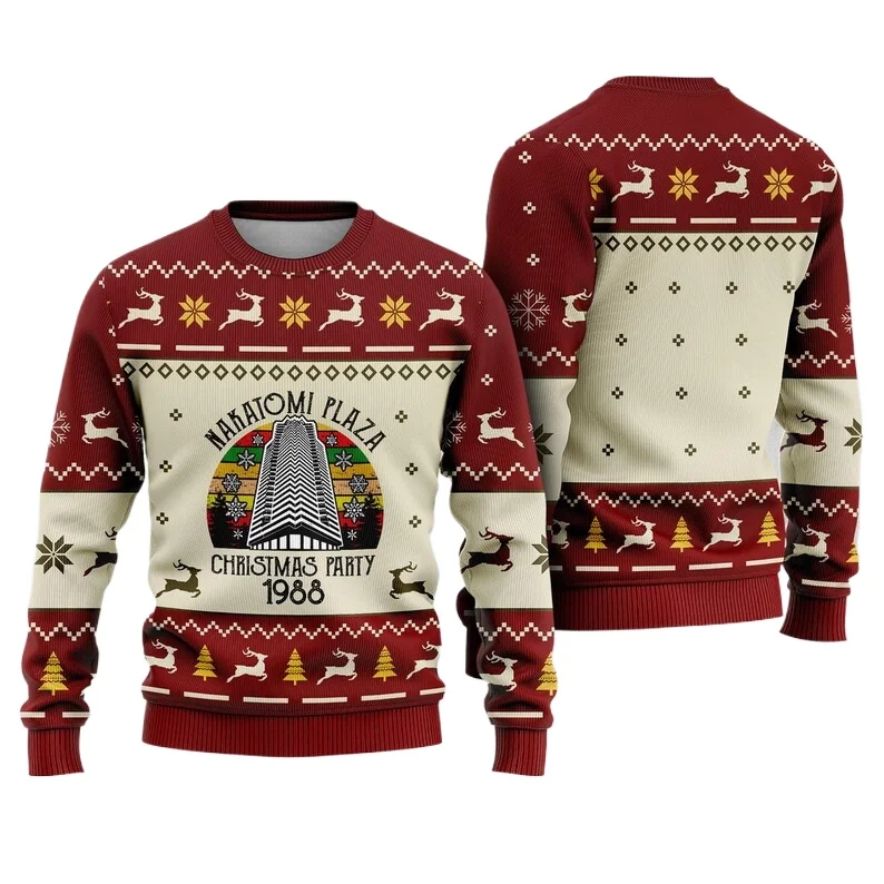 Funny Nakatomi Plaza Ugly Christmas Sweater Xmas Party 1988 Pullovers Japanese Harajuku Fashion Men Women Long Sleeves T-shirt