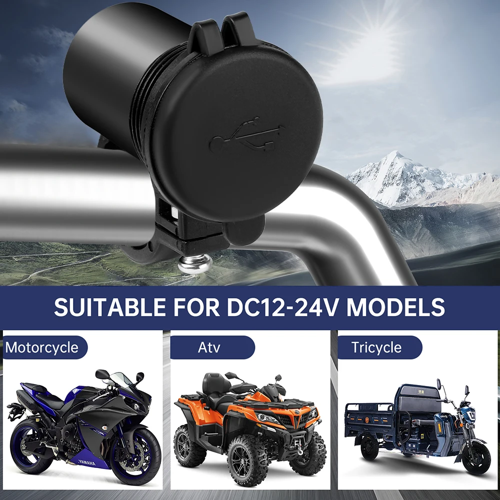 DIY USB Car Charger Motorcycle USB Charger DC 12V with Switch Cigarette Lighter Socket Plug Waterproof Motorbike Phone Charger