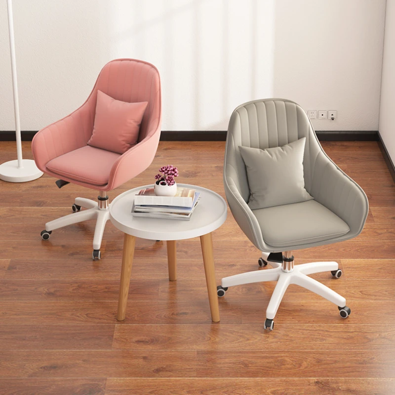 Candy Colored Desk Swivel Chair Thickened Seat Cushion Backrest Sofa Elevated Bedroom Makeup Armchair Comfortable Dormitory