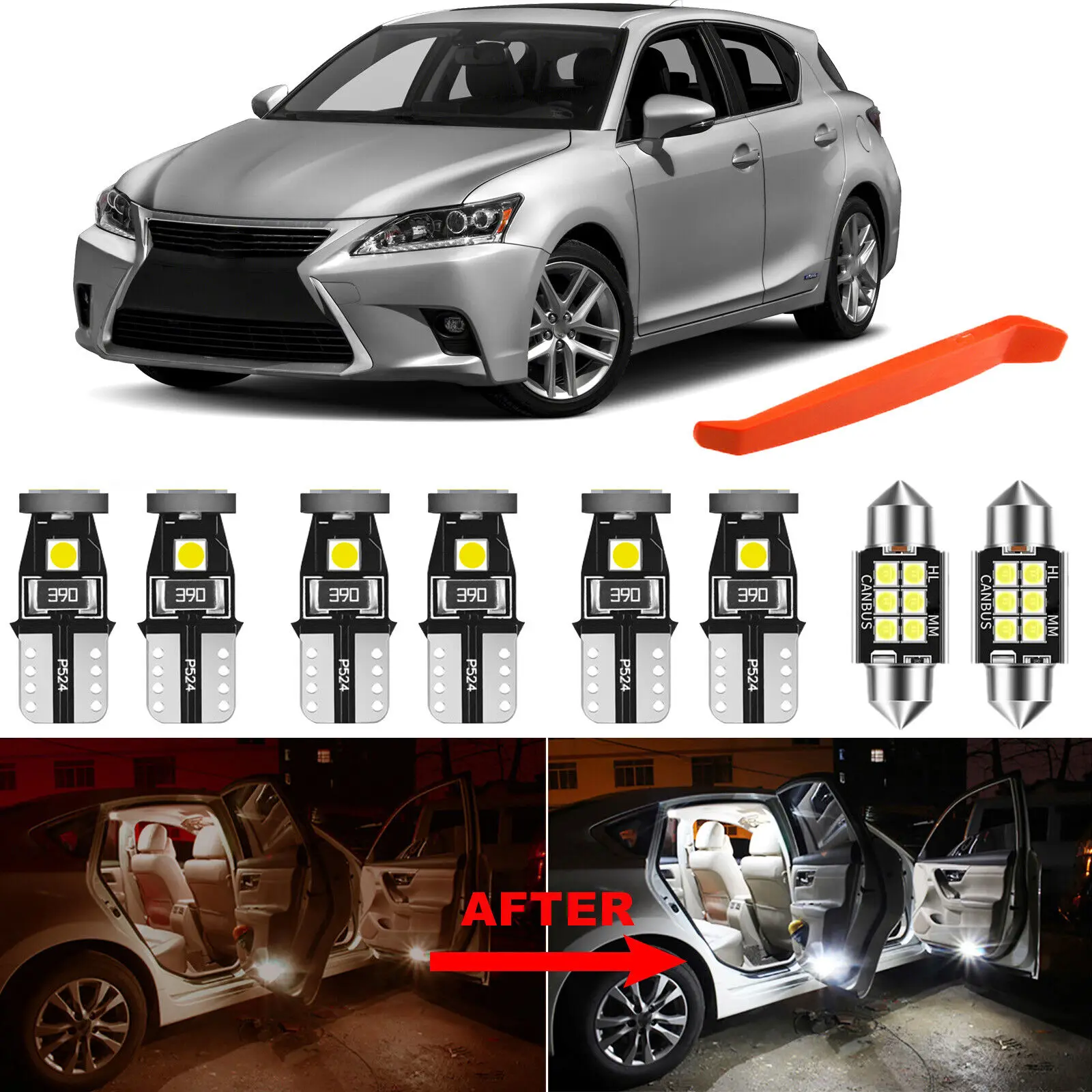 

Winetis LED Interior Light Kit Package for Lexus CT200h 2011-2020 6000K White LED Light Bulbs + Free Tool