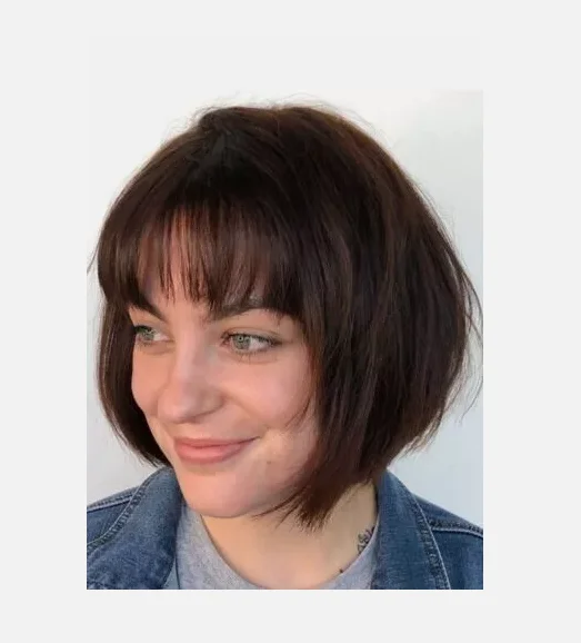 Peruca feminina curta Bob marrom escuro perucas retas naturais 8 polegadas