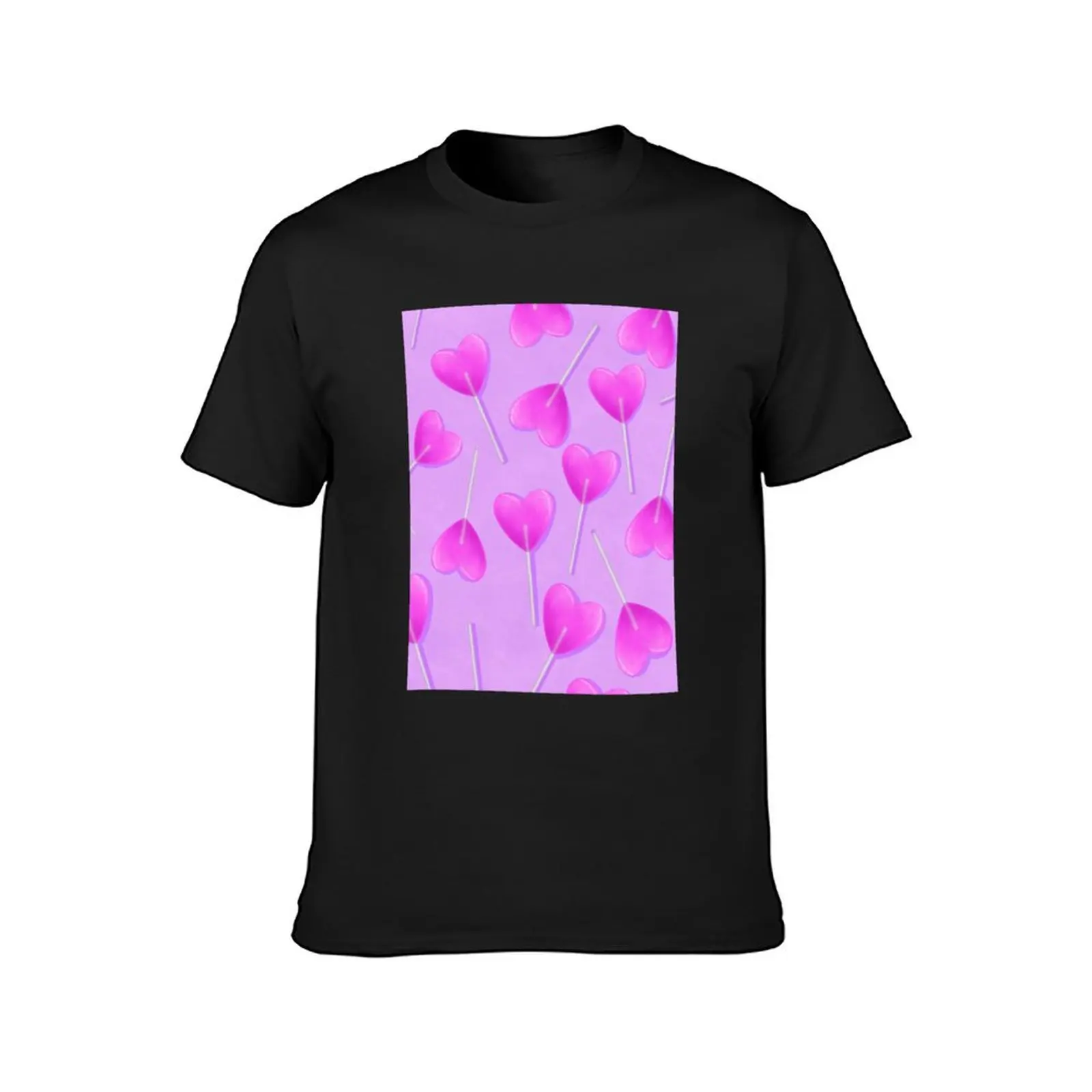 aesthetic purple heart lollipop pattern T-Shirt quick-drying cute clothes vintage cute tops mens graphic t-shirts anime