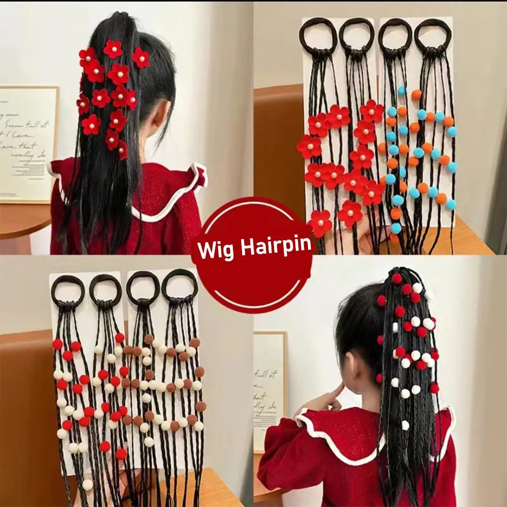 Twist Braid Rope Decor Kids Heat Resistant Fiber Boxing Colorful Synthetic Braids Wigs Girls Wig Braids Ponytail Twist Wig H8K8