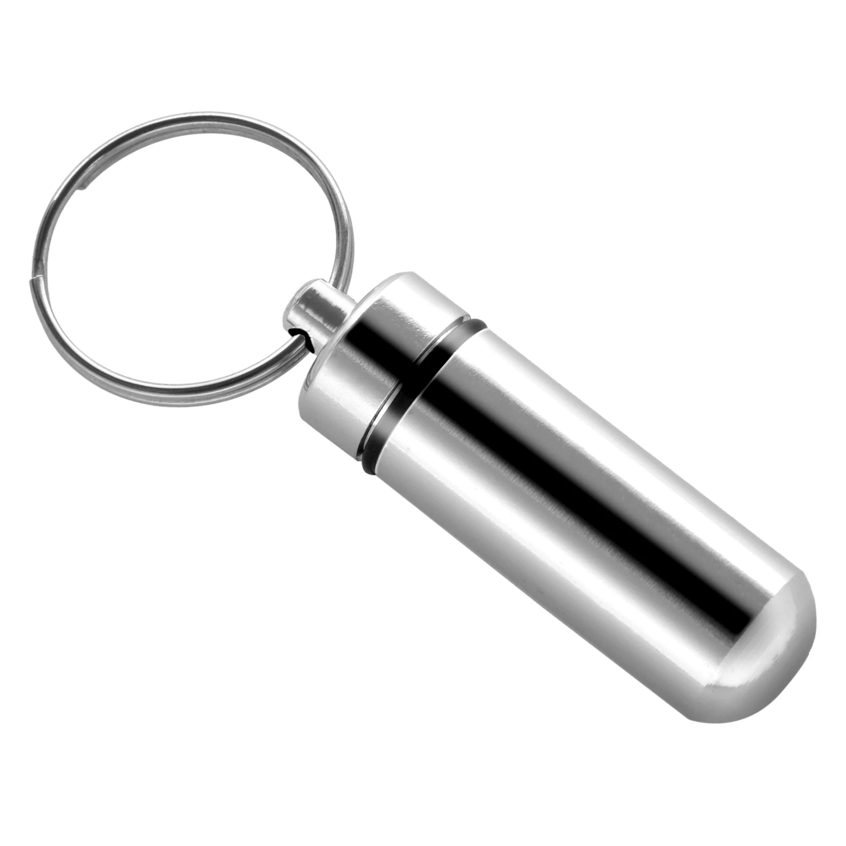 Silver Pill Medicine Box Case Holder Container Capsule Bottle Keyring Keychain