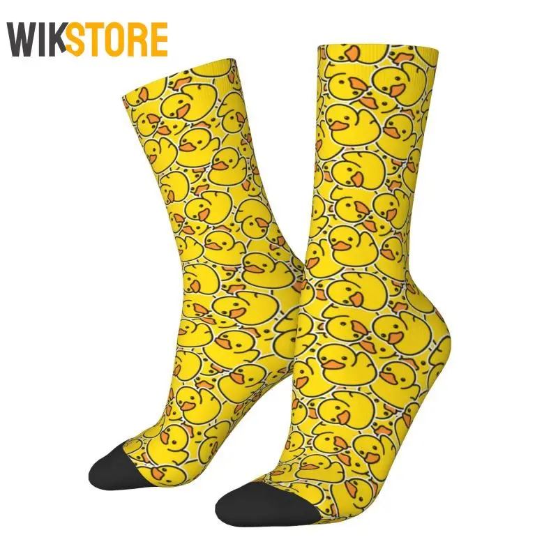 

Yellow Ducks Mens Crew Socks Unisex Cool 3D Print Cartoon Dress Socks Breathable Basketball Socks