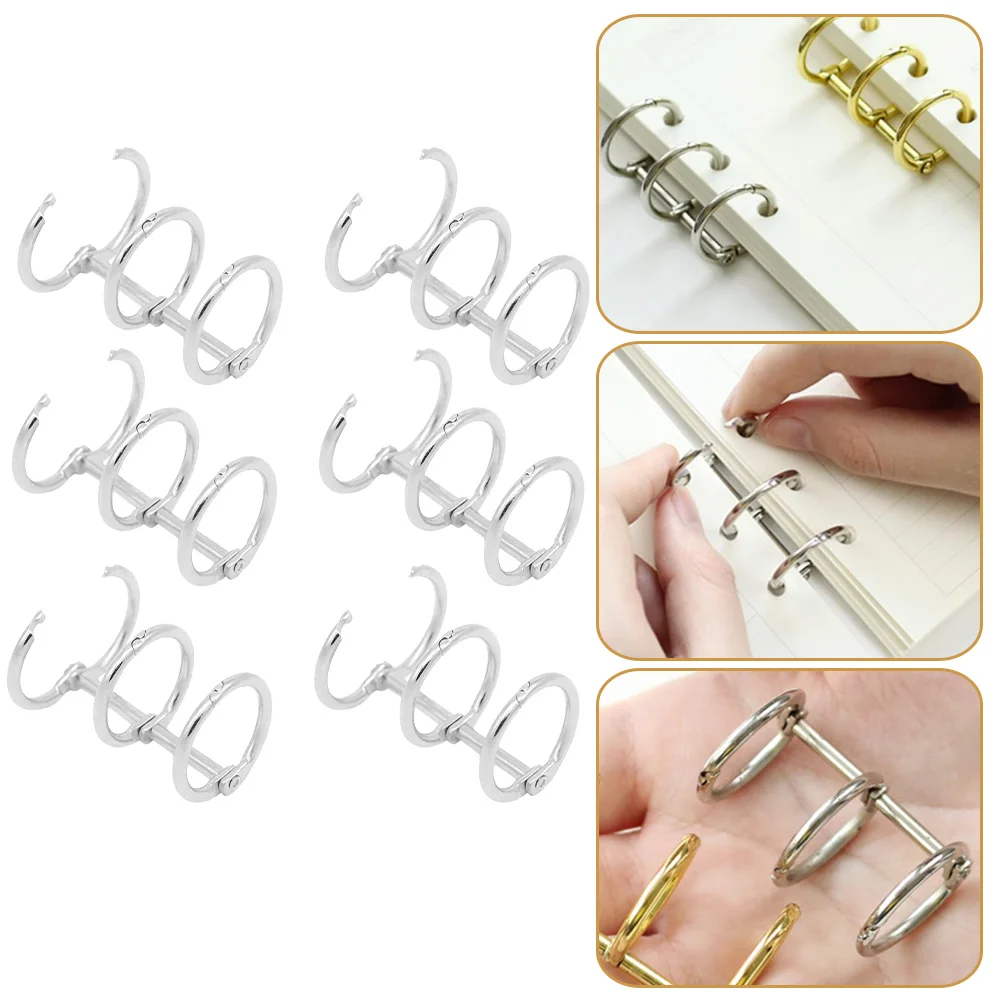 

6 Pcs Metal Binder Stationery Supplies DIY Book Rings Notebook Practical Segmented Clips