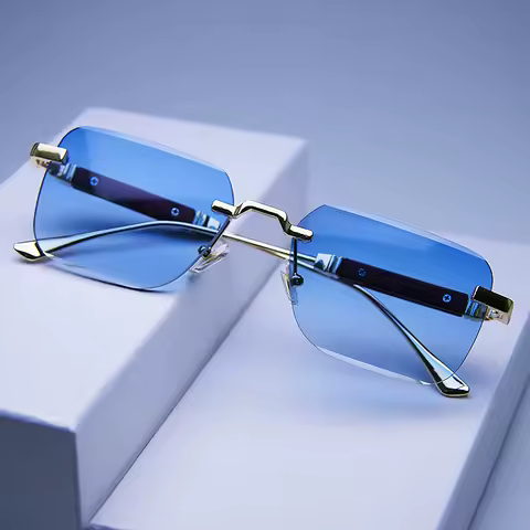 Rimless Sunglasses Rectangle Fashion Popular Women Men Shades New Square Sun Glasses For Female Male Summer Traveling Oculos