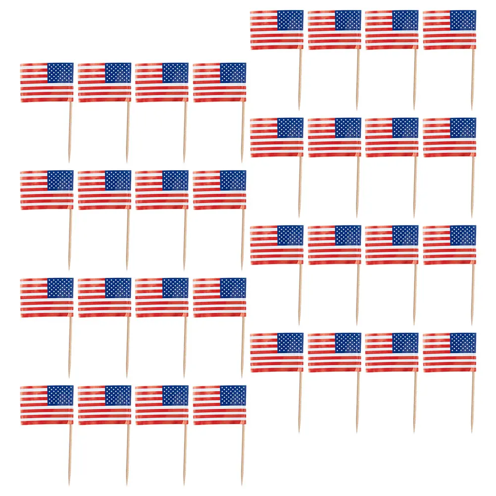 

50 Pcs Toothpick Flags Fruit Picks World Flag Fruits Picks for Cake Dessert Party Toppers Bamboo Country Flags