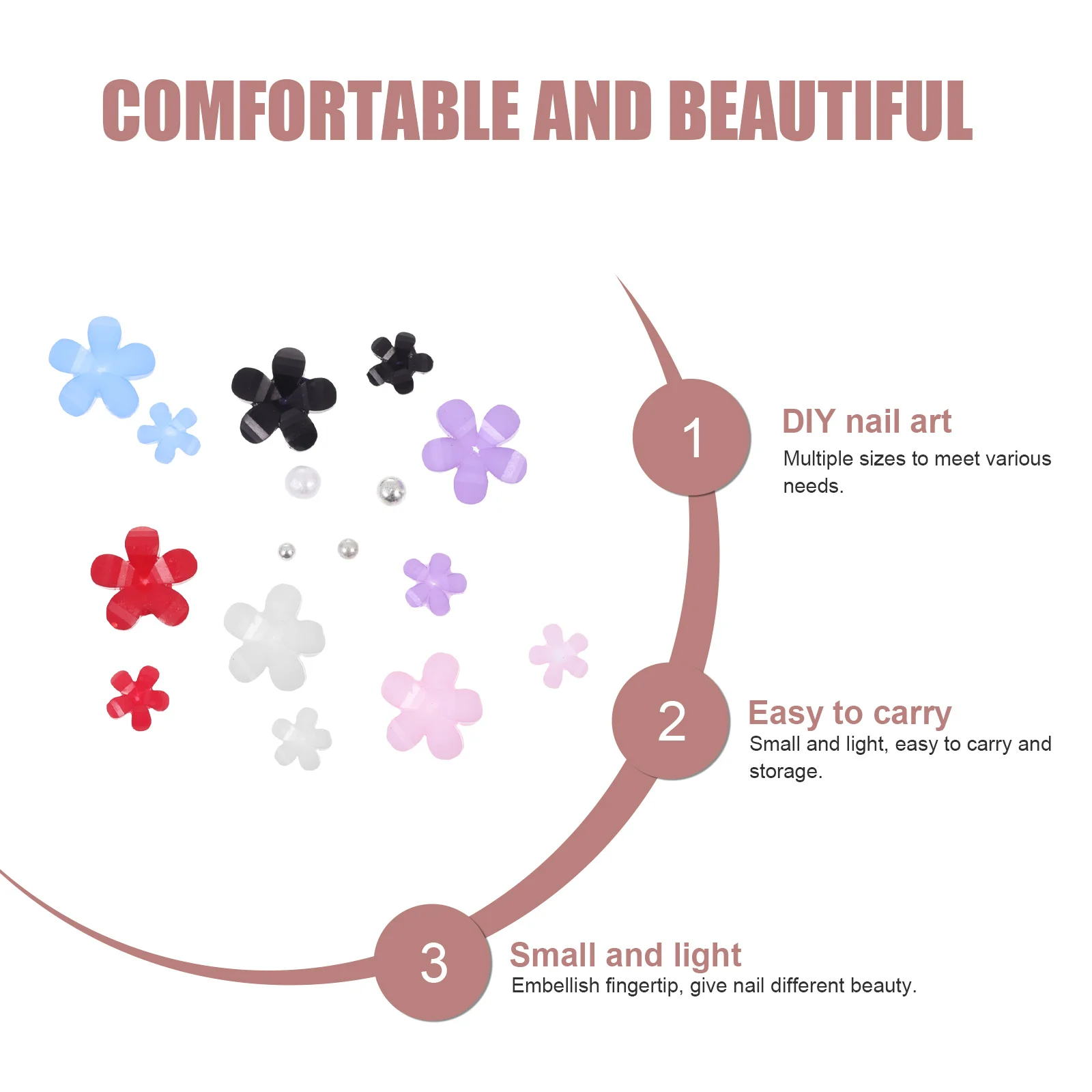 1箱3Dネイルフラワー 美しいネイルアートチャーム 電話ケース、バッグ、グリーティングカード、クラフトデザイン、ネイルジュエリー用品のデコレーションに