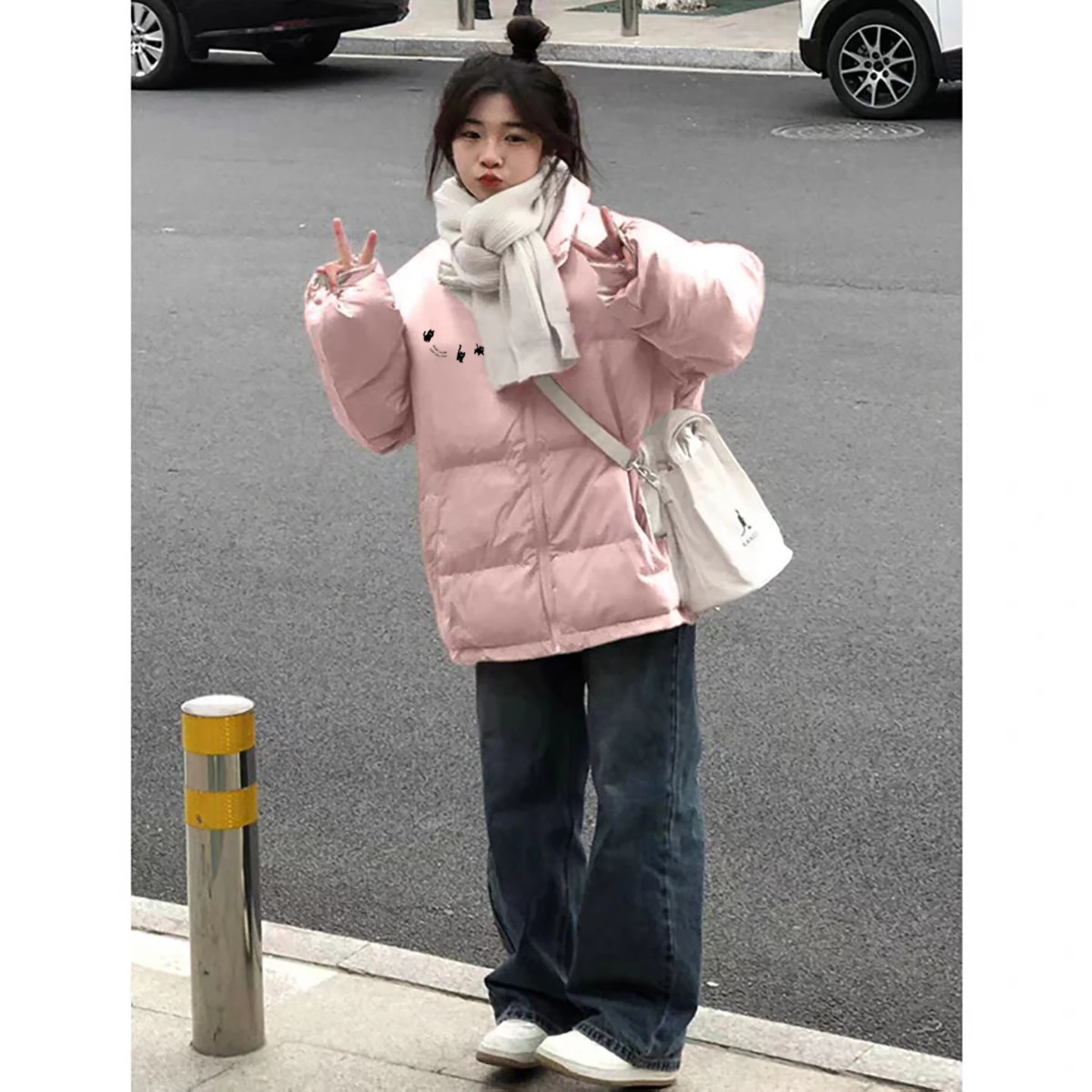 

Parka Original Womens Coat Hip-Length Hourglass-Shape Hidden-Closure High-Sheen Handkerchief-Hem Heathered-Texture Houndstooth