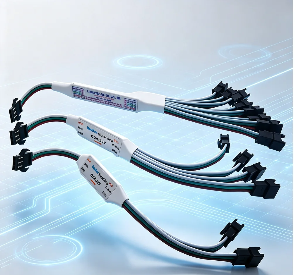 3Pin Mini TTL Signal Amplifier Repeater for WS2812B WS2811 16703 SK6812 RGBIC Addressable LED Strip String Module 1 TO 4/8 5-24V
