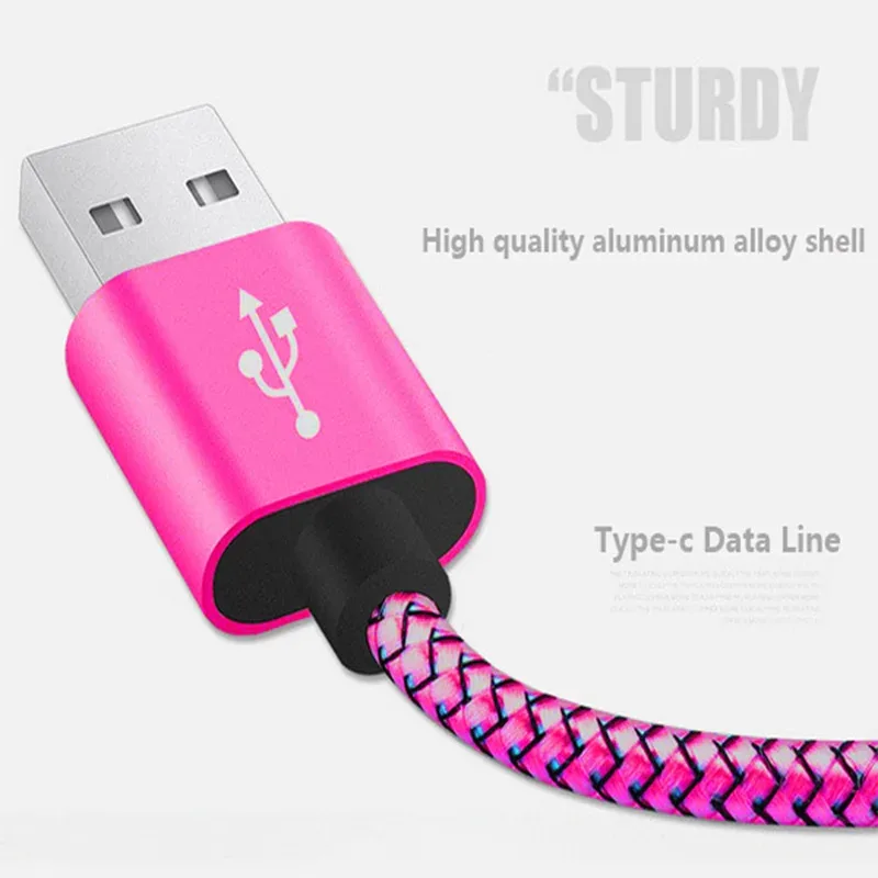 

Nylon Braided Micro USB Cable Data Sync 2A Fast Charging 1M 2M 3M Charger For Samsung Huawei HTC Android Phone