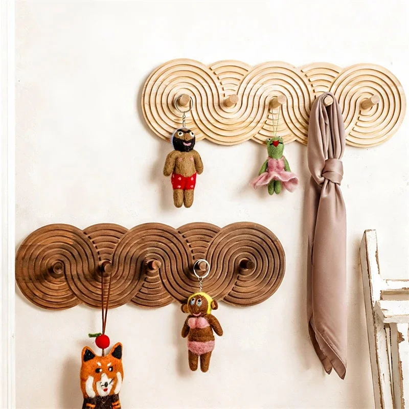 Bohemian Wooden Ribbed Keychain Pendant Minimalist Handmade Home Bedroom Decor Rustic Boho Charm For Women Teens Christmas Gift