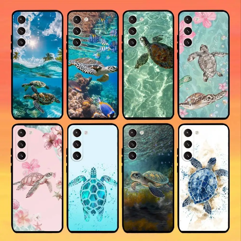 

Sea T-Turtle Phone Case For Samsung Galaxy A73,A72,A71,A70,A53,A52,A51,Others Soft Black Cover