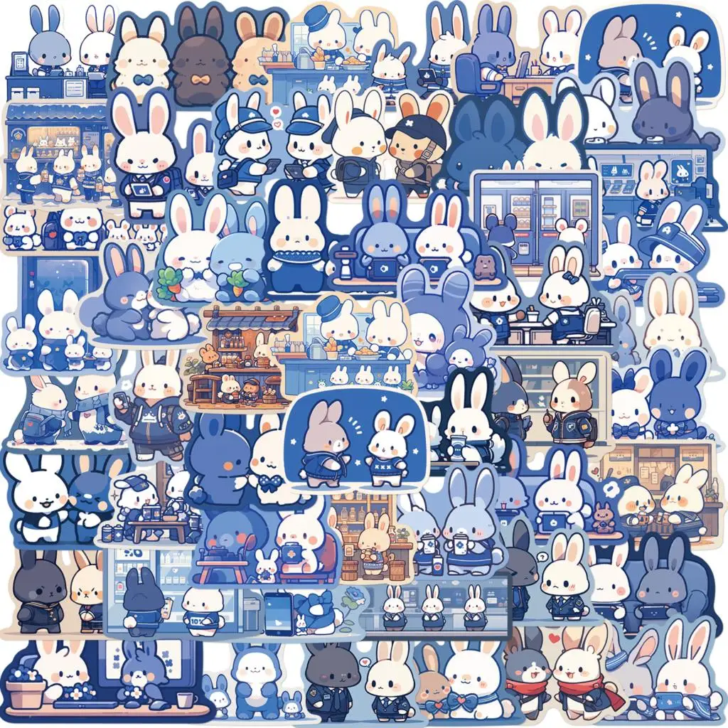 50PCS Cartoon Cute Bunny Graffiti Sticker DIY Notebook Computer Skateboard Suitcase Graffiti Waterproof Sticker Toy Wholesale