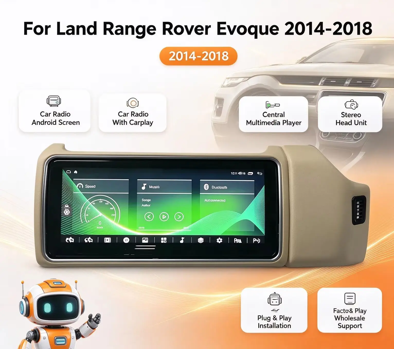CarPlay Android Multimedia Car Radio For Land Rover Range Rover Evoque 2014-2018 Stereo Screen Head Unit