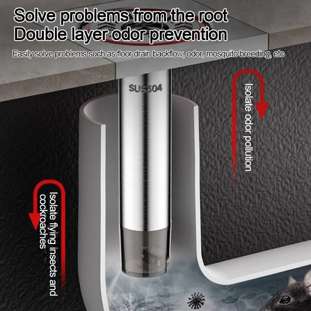 Stainless Steel Floor Drain Core Insect Proof Anti Odor Basin Drain Filter Odor Control Easy Install Removable Seal Stopper