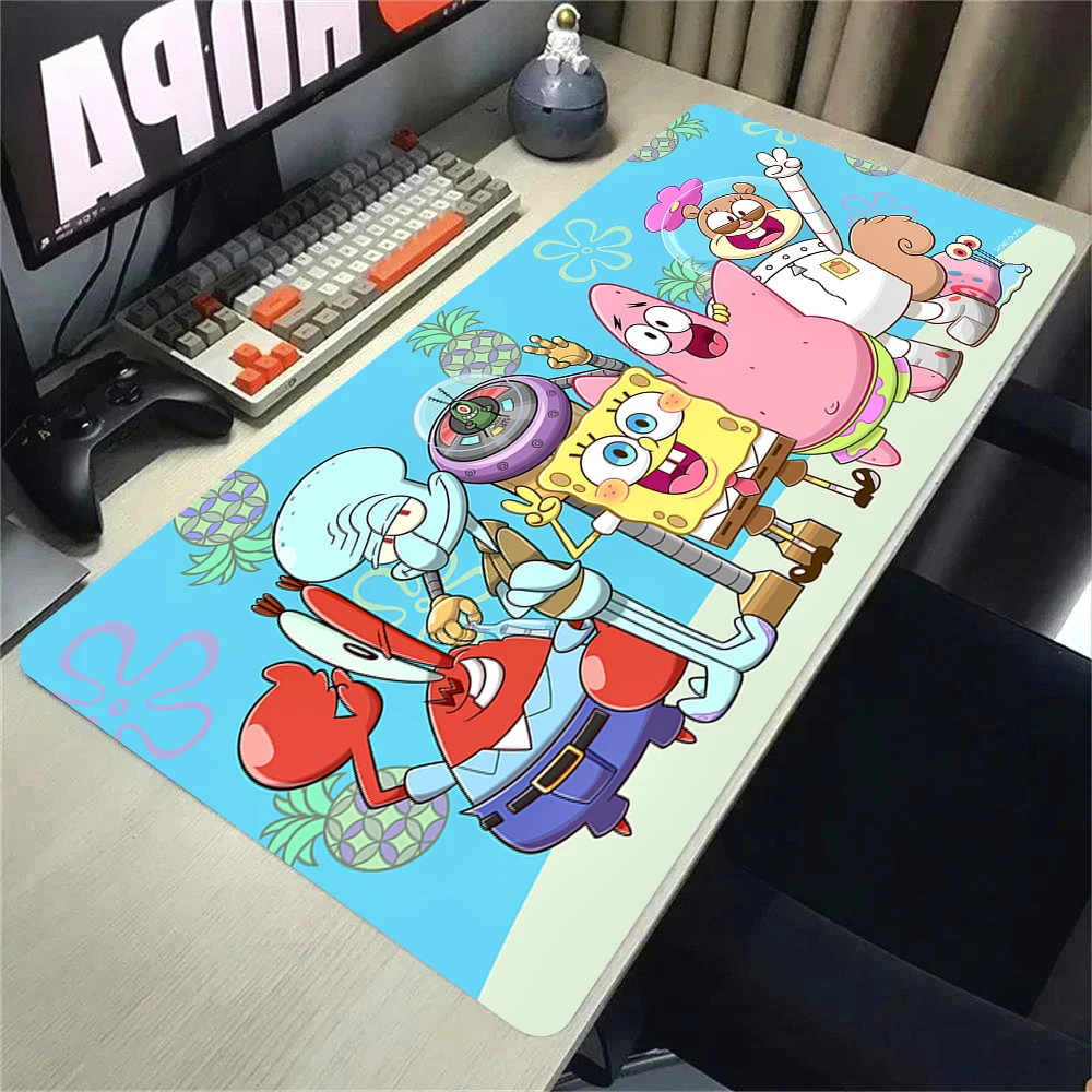 ‌Anime S-SpongeBob SquarePants Teclado Mouse Pad 900x450mm Kawaii Desk Mat Pc Gamer Gaming Accessories Computer Offices Mousepad