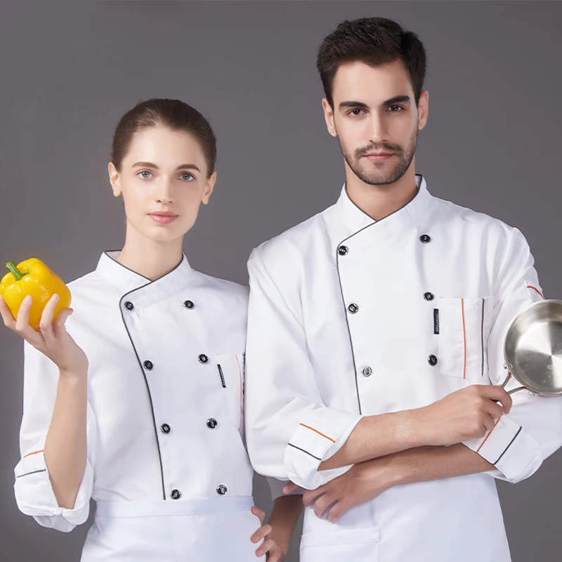 Langarm Kochen der Jacke Hotel Weibliche Chef Uniform Restaurant Küche Kostüm Bäckerei Kellner Schürze Cafe Kochen Kochen Kappe